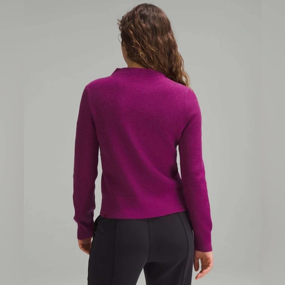 Lululemon‎ Cotton-Blend Mock-Neck Sweater Heathered Wild Berry